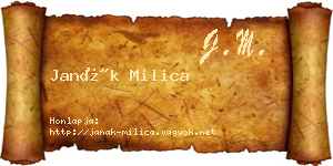 Janák Milica névjegykártya